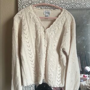 Erika Cream V-Neck Cable Knit Sweater